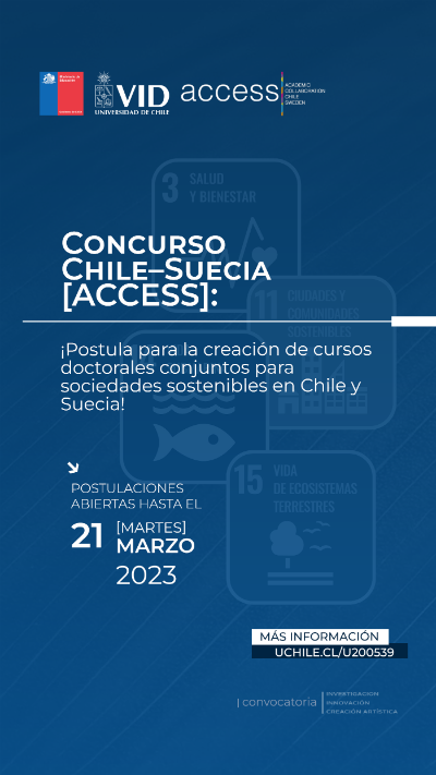 Concurso Chile–Suecia [ACCESS]: creación de cursos doctorales conjuntos para sociedades sustentables en Chile y Suecia.