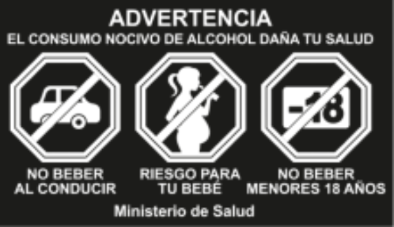 La nueva normativa señala que será obligación que todas las bebidas alcohólicas igual o mayor a 0.5 grados y que se encuentran comercializadas en Chile, cuenten con las siguientes etiquetas: “No beber al conducir” (con un dibujo tachado de un automóvil). “Riesgo para tu bebé” (con un dibujo tachado de una mujer embarazada bebiendo). “No beber menores de 18 años” (con un dibujo tachado que indica “-18″).